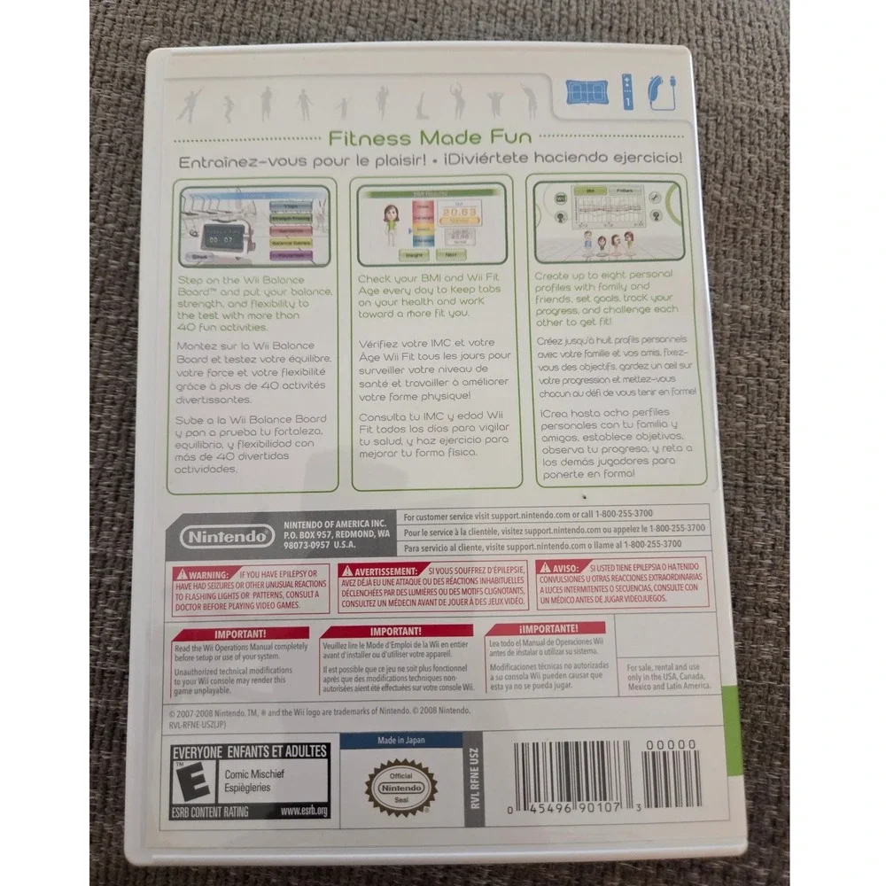Nintendo Wii Fit Game with Manual and Case RVL-RFNE-USA 2008 Fitness Exercise